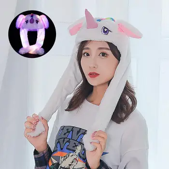 

Cute Girl Can Beat Color Ear Hat With LED Kids Cute Plush Rabbit Ear Hat Bunny Ears Hat Toy For Girls