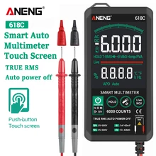 ANENG – multimètre numérique 618C tactile intelligent DC, barre analogique True RMS, testeur automatique professionnel de condensateur de Transistor, testeur NCV