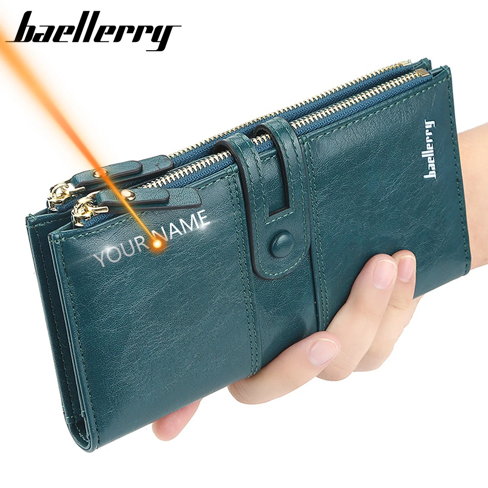 de con grabado de nombre para mujer, tarjetero largo de alta calidad, monedero clásico Cartera de marca con cremallera, 2022| Carteras| - AliExpress