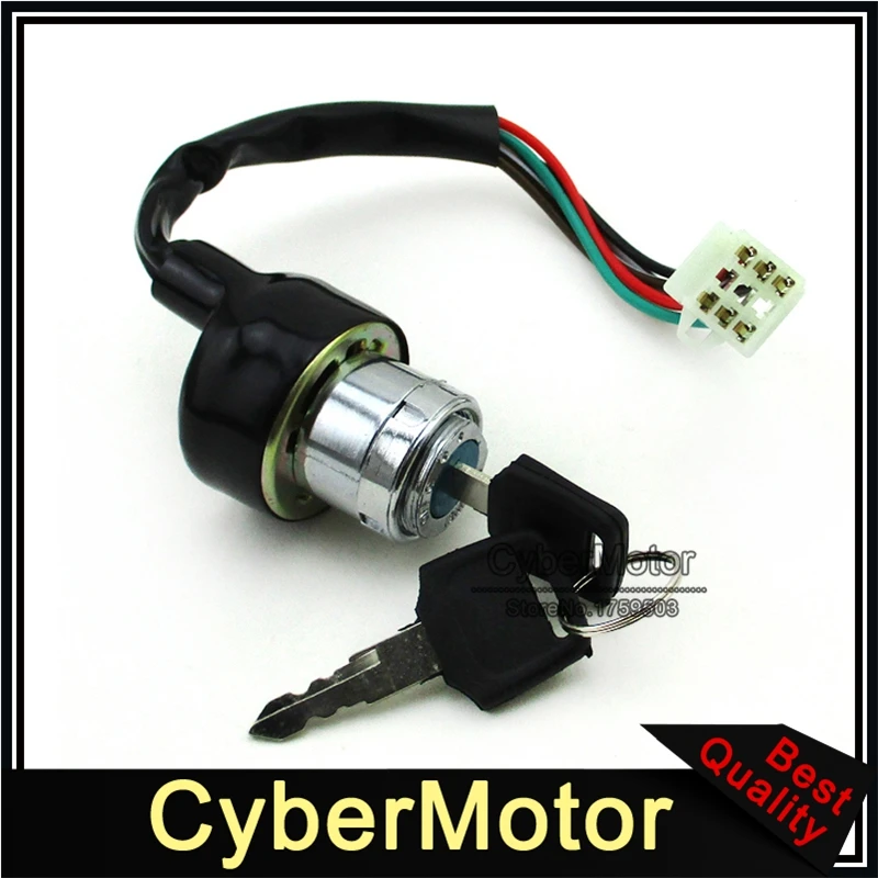 6 провода Pin On Lock Off ключ зажигания+ 2 ключа для Kazuma 50cc 70cc 90cc 110cc 125cc ATV Quad 4 Wheeler