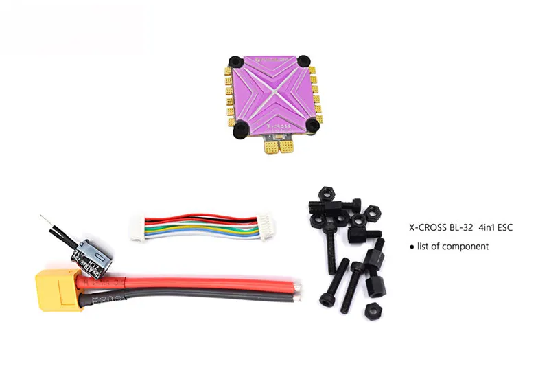 Flycolor X-cross 4 в 1 40A 3-6S Blheli_32 32 бит 5 В/1.5A BEC бесщеточный ESC для радиоуправляемого дрона