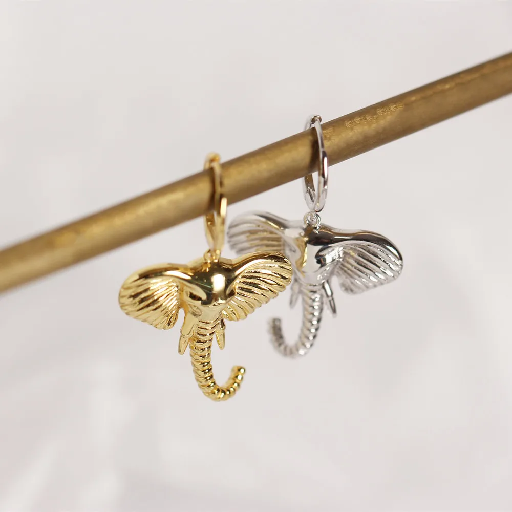 XIHA чистое серебро 925 пробы Серьги для женщин золотые круглые серьги-кольца животный слон персонализированные преувеличенные серьги