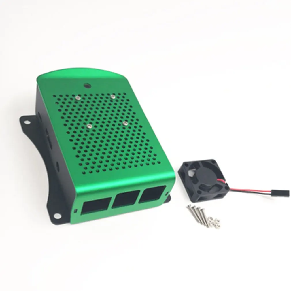with fan Для Raspberry Pi 2 3 Модель B Plus алюминиевый серебристый зеленый черный корпус металлический корпус RPI 2 3 коробка совместима - Цвет: with fan