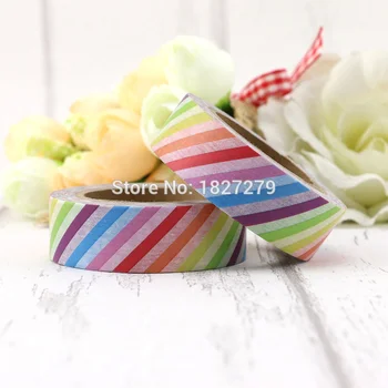 

1pcs Rainbow Colorful Stripes Washi Tape Decorative Tape Papelaria Label Masking Sticker Tape