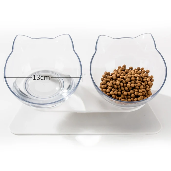 Cat Double Food Bowls with Stand Pet Feeding Bowls Eco-friendly Dog Food Water Feeder E2S