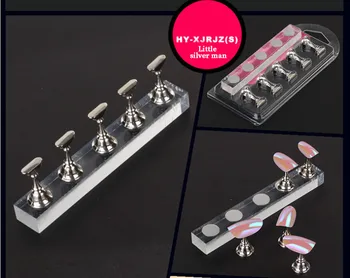 

5 Pieces Fake Nails Nails Art Tools Display Holder High Quality Gold Slivery Color Nails Display Stand