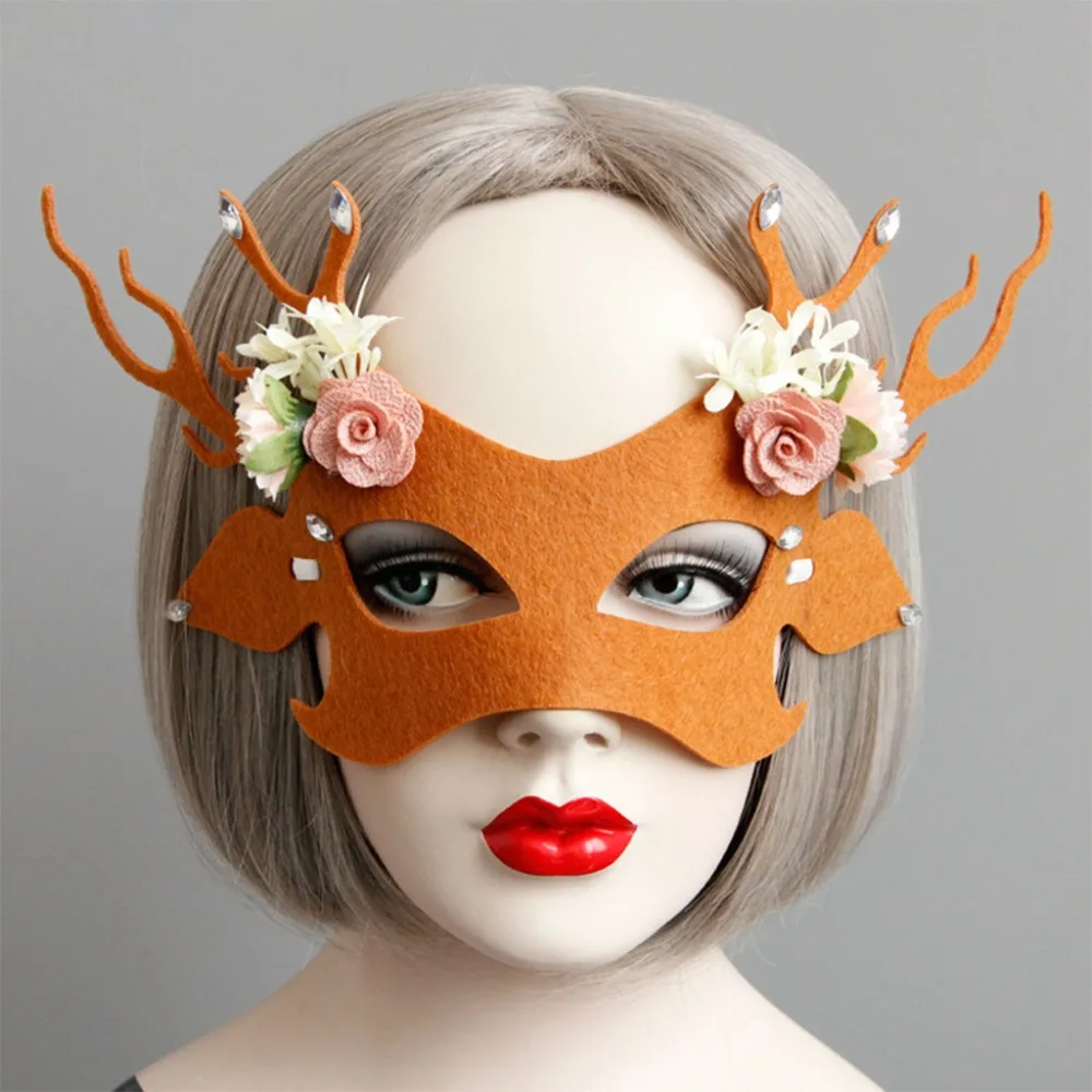 Christmas Mask Costume Party Antler Half Face Animal Mask       Unisex  (7)