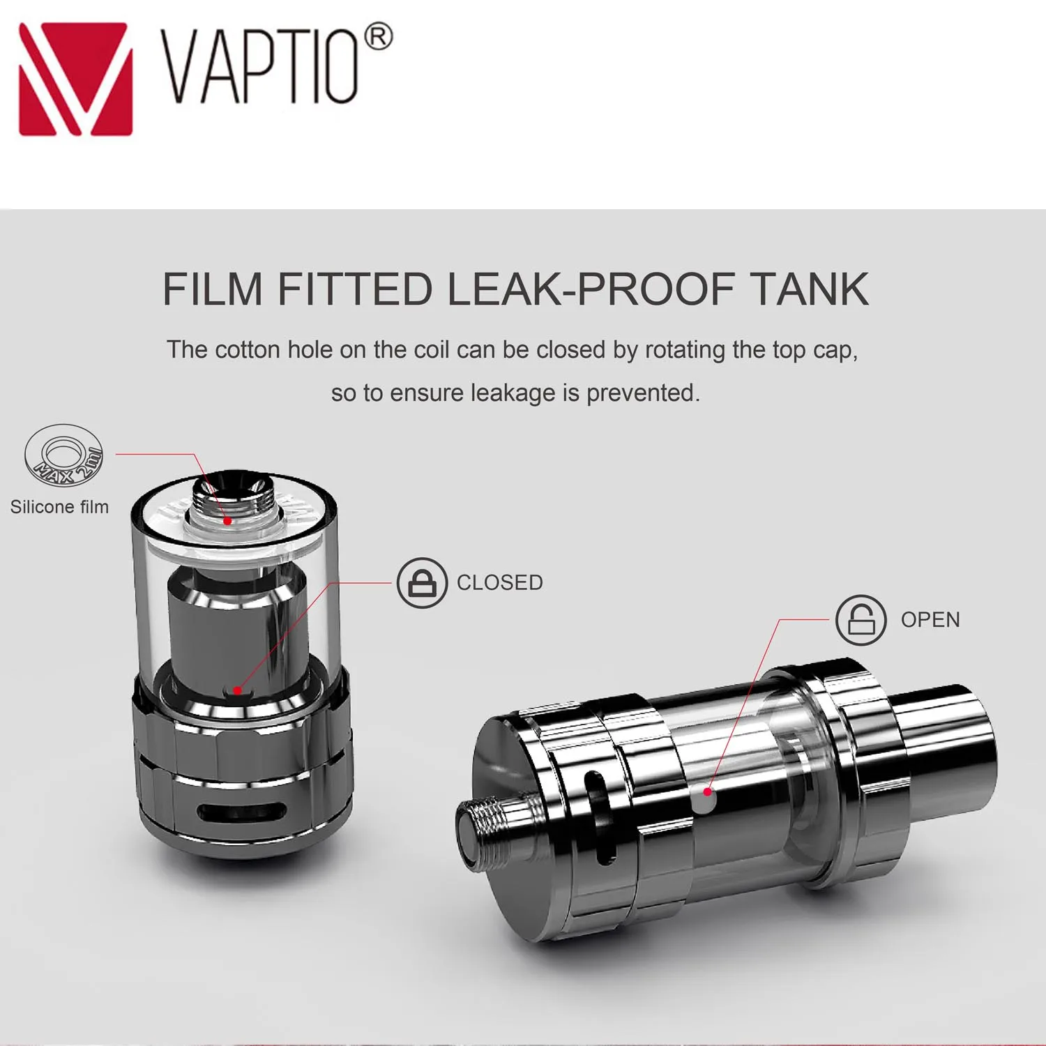 Оригинальный обслуживаемый атомайзер Vaptio PT1/P1 емкость 2 0 мл сопротивление 25 Ом