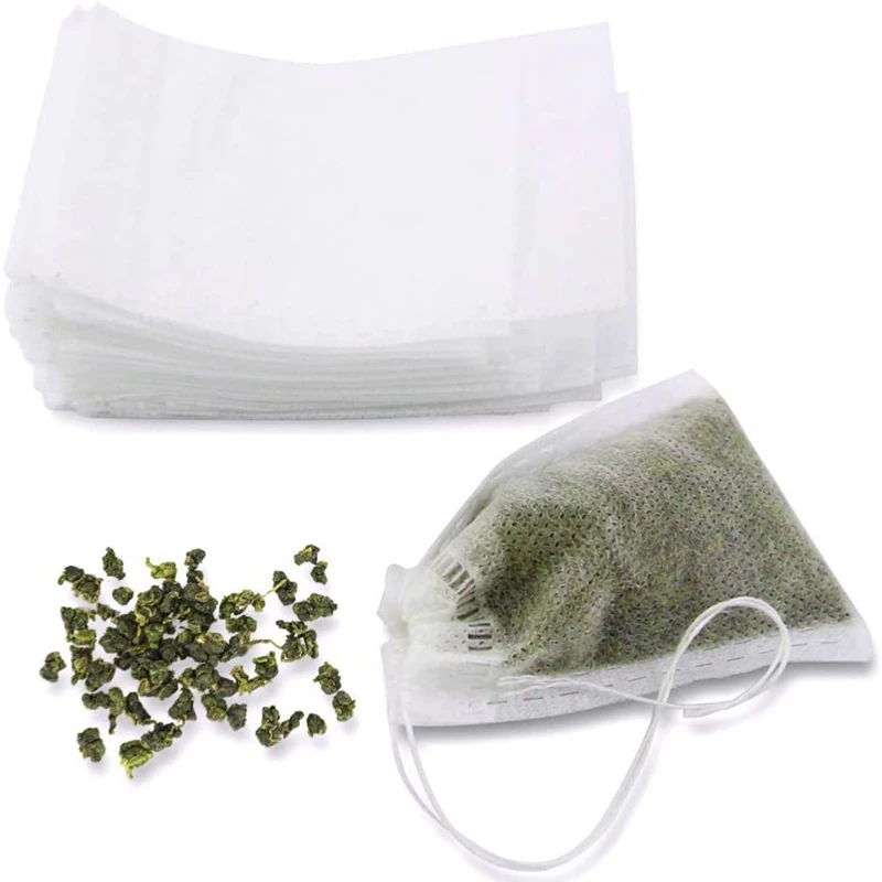 5x7/6x8/7x9cm Natural Tea Filter Bags for Loose Leaf Tea Coffee Spice 100pcs Disposable Teabags Empty Tea Bags with Drawstring