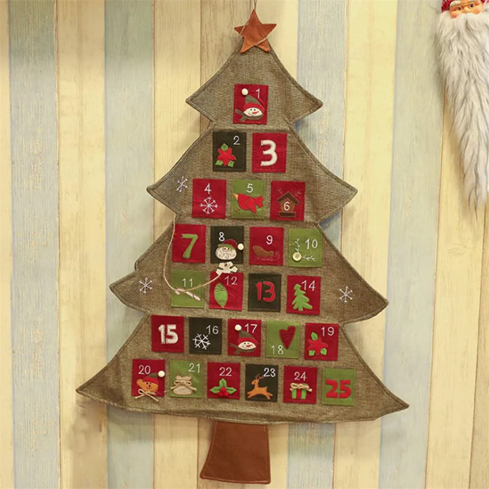 Рождественский календарь, подвесной, фетровый, Рождественский календарь с обратным отсчетом, рождественские украшения для дома, счастливый год, декор
