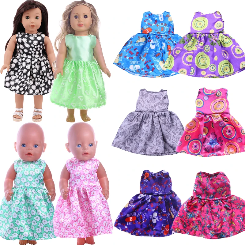 Glossy Dress With Irregular Patterns In Multiple Colors For 18 Inch American Doll Girls & 43 Cm New Born Baby,Our Generation