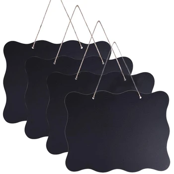 

TOP!-4 Blackboard Signs 8X10 Inch Double-Sided Erasable Message Board with Lanyard and Cleaning Cloth, Suitable for Wedding, Kit