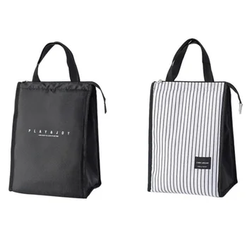 

Simple Striped Daily Picnic Picnic Bag Portable Insulation Lunch Bag Hand Bag
