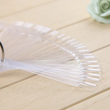 

False Nail Tips Fan Nail Art Display Natural Black Transparent Nail Polish Swatch Plastic Practice Training Manicure Tool Sample