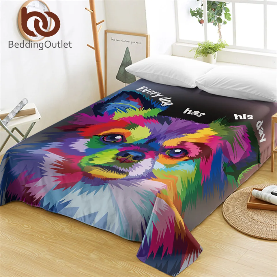 BeddingOutlet Pet Dog Bedspread Kids Watercolor Art Flat Sheet Lovely