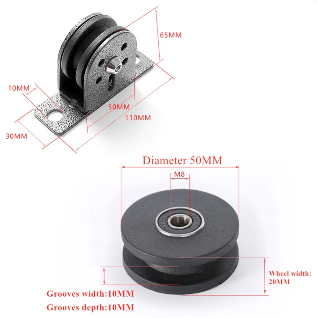 High-Strength Fixed Pulley Block Home Fitness Cable Machine DIY Pulleys 300kg Home Gym Equipment