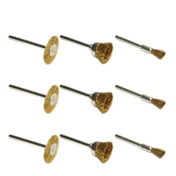 

9Pcs 1/8 Brass Wire Brush Set Wheel Grinder Clean For Rotary Tool Accessories