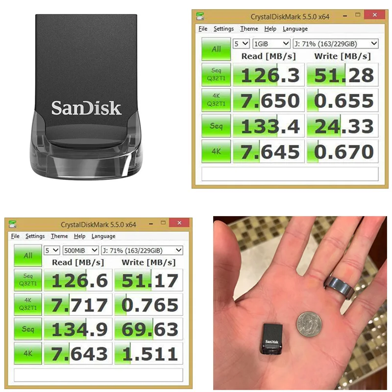 SanDisk Флешка USB 3,1 флэш-накопитель CZ430 64GB usb милый мини USB флеш-накопитель 3,1 диск на ключ usb 64 go для ноутбука