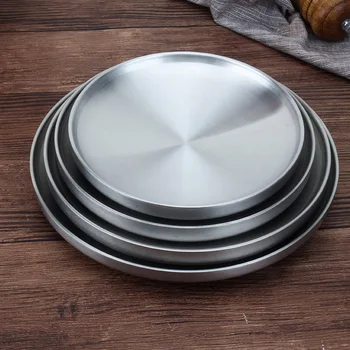 

304 Stainless Steel Plate Double Insulated Plate Dinner Plate 17/19/21/23cm Barbecue Tray 1PCS