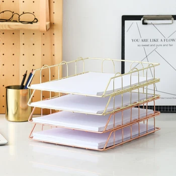

Nordic Office Home Metal Document Tray Office Organizer Layered Paper Storage Paper Tray Desk Accessories Paper Magazine Rack