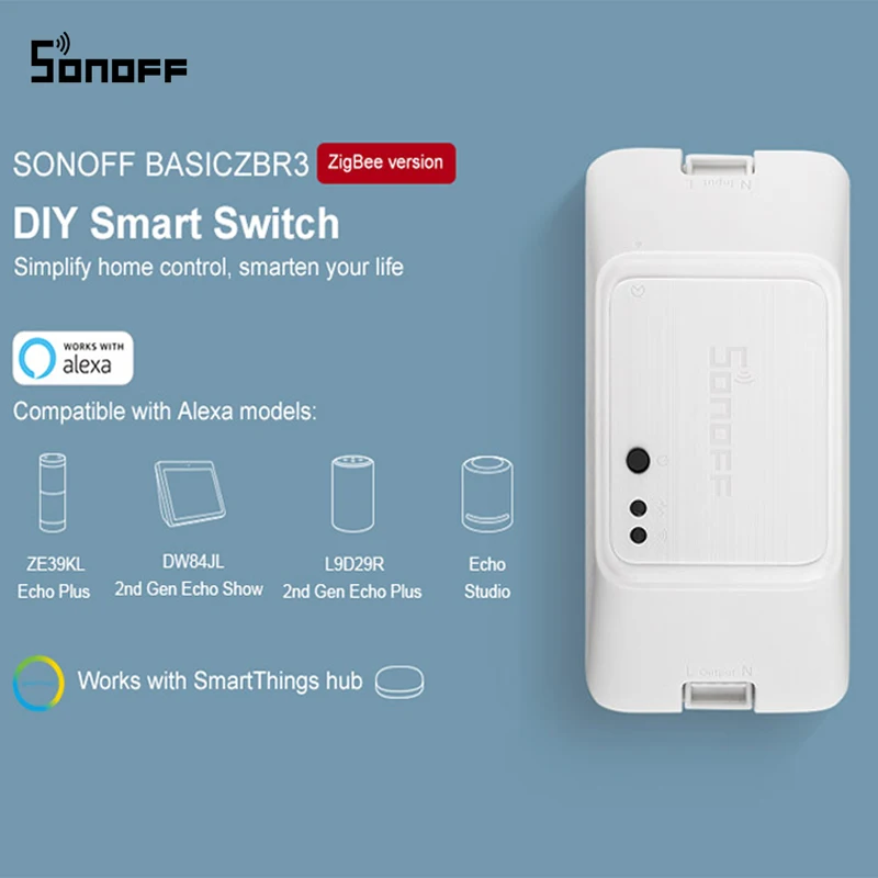 

SONOFF BASICZBR3 DIY Smart Zigbee Light Switch MINI Timing Relay Module Wireless Remote Switch Works With Alexa SmartThings Hub