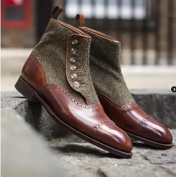 

High Quality Fashion Men Pu Leather Button Boots Male Casual Classic Trendy Vinage Stylish Chelsea Boots Zapatos De Hombre 4M361