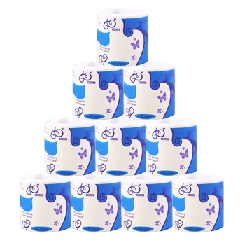 

10 Rolls Toilet Paper 3-Layer Bathroom Kitchen Household Living Room Tissue Party Supplies Disposable Practical Toilet Paper