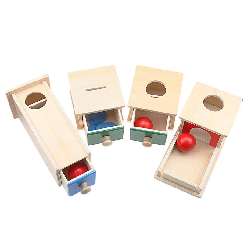 

Toddler Wood Montessori Match Permanent Ball Box Round Rectangular Box Coin Box Educational Unisex 6 Month Toys for Children
