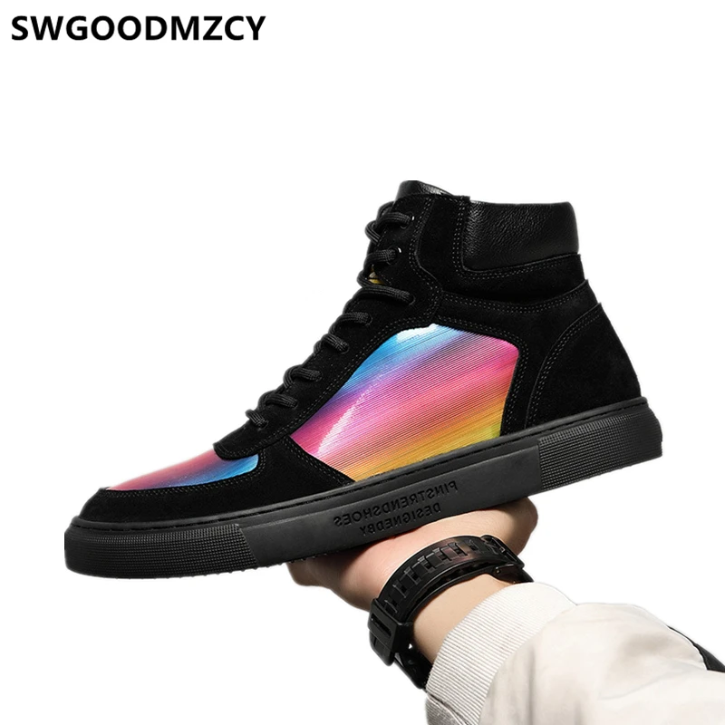 Best high top genuine leather men shoes fashion sneakers shoes Hip hop Coiffeur mens casual shoes hot sale luxury sneakers ayakkabi