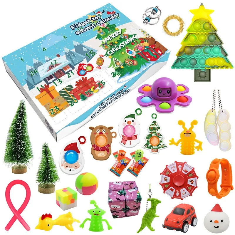 2021 Fidget Toys Advent Calendar Christmas Gift 24 Days Pack Set Anti Stress Kit Stress Relief Figet Toy Blind Box Kids Gift