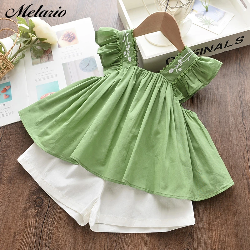 Melarioかわいい服は 女の子新ブランド服子供服ノースリーブカジュアルtシャツ ショート2個スーツ Clothing Sets Aliexpress
