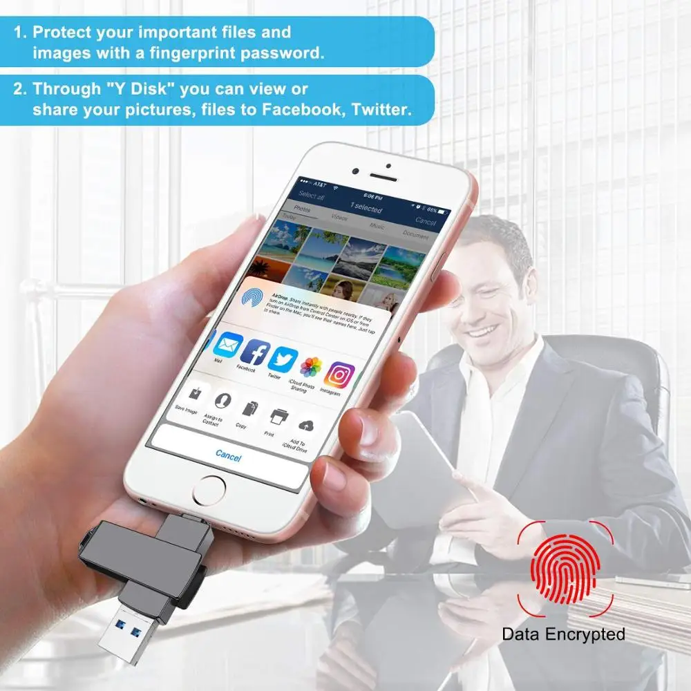 Usb флеш накопитель USB 3 0 для iPhone в 1 металлический с разъемом Lightning объемом 64 ГБ|USB