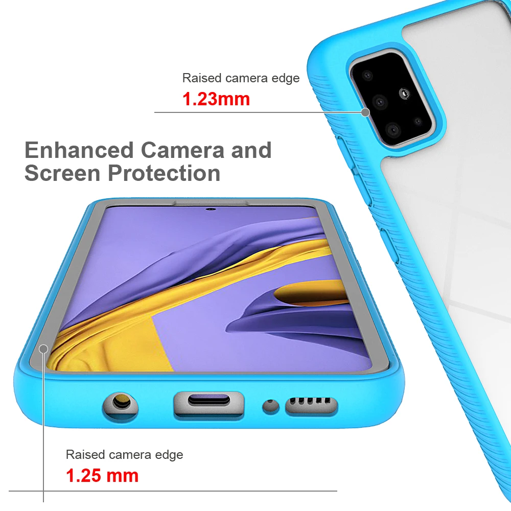 Clear 360 Phone Case For Samsung Galaxy M51 M31 A50 A50S A20S A10S A30S A20 A30 A10 A70 A20E 2 in 1 Frame Armor Shockproof Cover