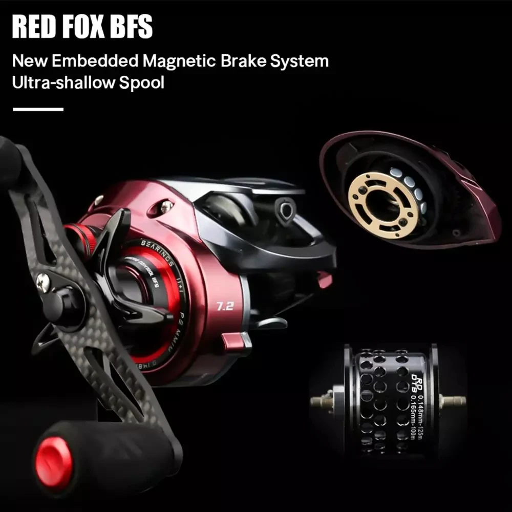 SeaKnight RED FOX BFS Series 7.2:1 / 8.1:1 UltraLight Baitcasting Reel Embedded Magnetic Brake System Left/Right Hand Bass Reel