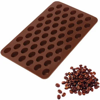 

High Quality chocolate mold Silicone Chocolate Coffee Beans Mould Candy Cake Sweets 55 Cavity Sugar Mould Baking Mat for Cake