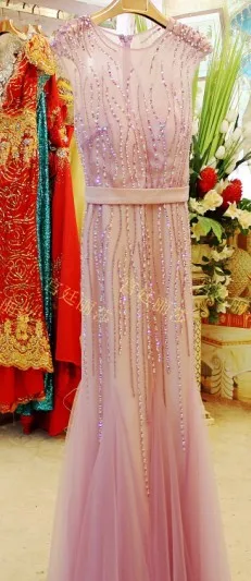 vestido de noiva longo Роскошный Кристалл Формальные невесты сексуальные вечерние длинные платья для выпускного бала Русалка Мать невесты платья - Цвет: same as picture