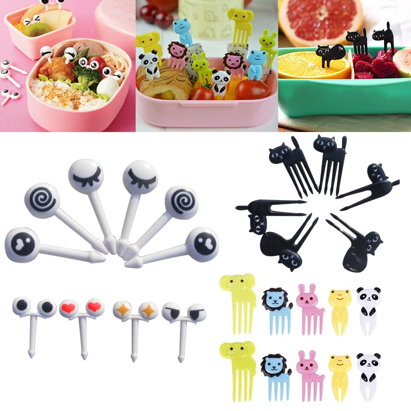 6/10 шт. Bento животных Еда фрукты выбирает вилки Коробки для обедов дома Кухня Декор питания
