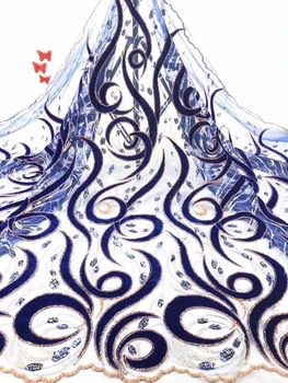 

2019 Latest purple African french lace fabric with velvet sequins embroidered Swiss guipure tulle mesh lace for Nigerian dresses