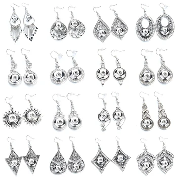 

Fashion Snap Jewelry Mini Snap Buttons Earrings Fit 12mm Snap Button Metal Crystal Dangle Earrings For Women