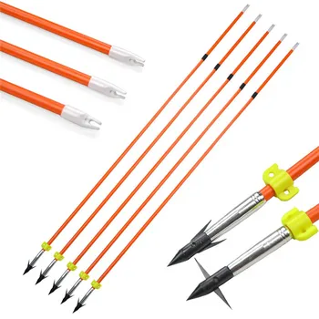 

6pc Archery Fishing Arrows Solid Fiberglass Bow Fishing Safety Slides Shooting Hunting For Compound Recurve Bow Crossbow