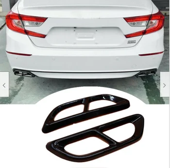 

2pcs Metal Black Titanium Rear Cylinder Exhaust Muffler Tip End Pipe Cover Trim Chromium For Honda Accord 10th 2018 Car Styling