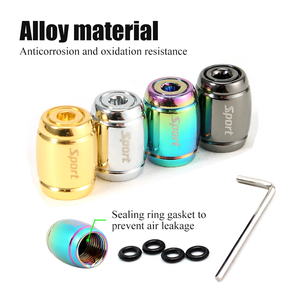 DSYCAR 1Set Fashion Zinc Alloy Anti-theft Sport Car Tire Valve Caps Wheel Tires Tire Stem Air Cap Airtight Cover for Car Styling