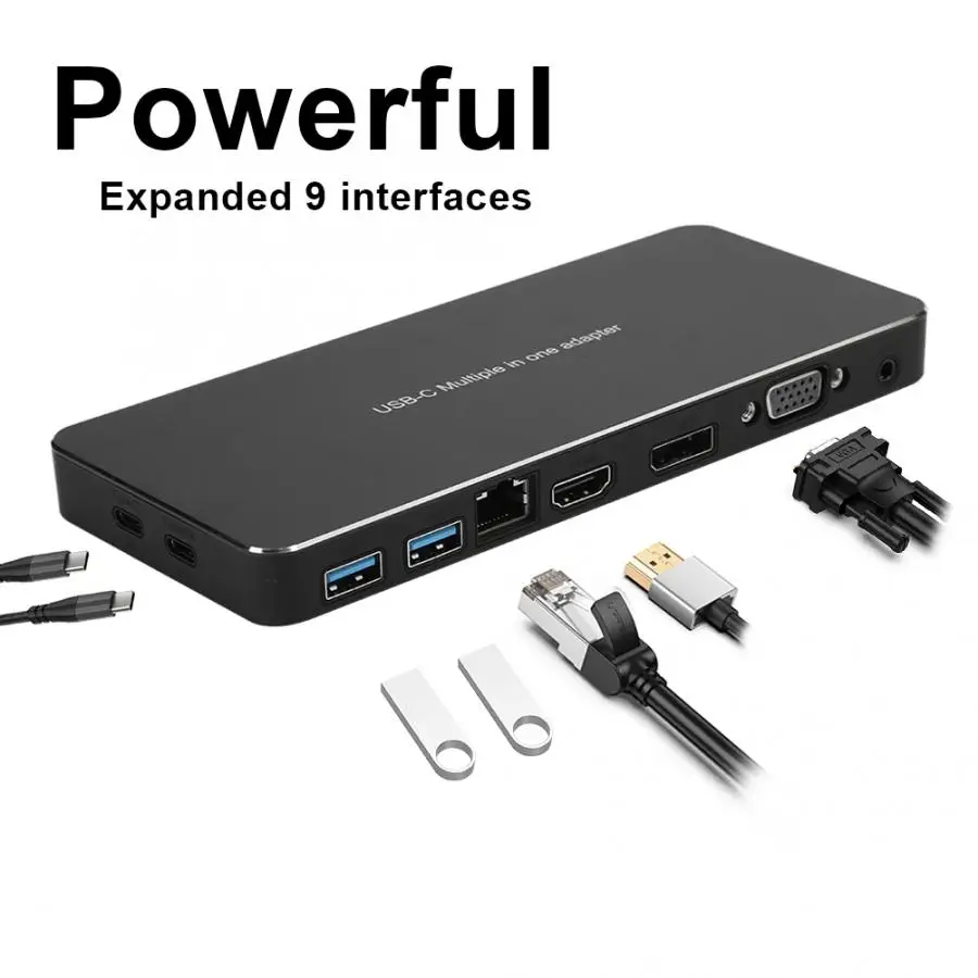 Многофункциональная док-станция 9 в 1 type-C с выходом 1080p 60 Гц лучшее отведение тепла