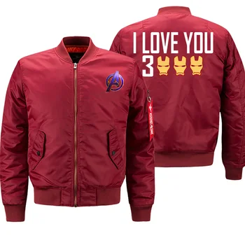 

Movie Series Pattern Jackets Bomber Men Army Military Outwear I LOVE YOU THREE THOUSAND Novelty Image Male Coats Warm Clothing