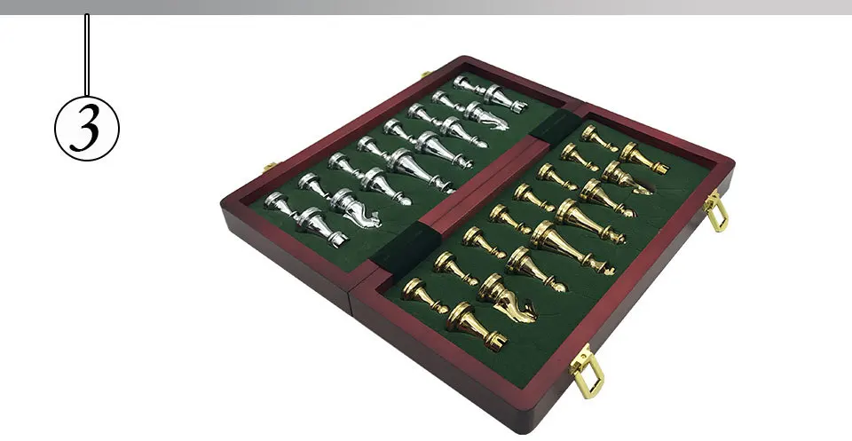 Easytoday Metal Glossy Golden And Silver Chess Pieces Solid Wooden Folding Chess Board High Grade Professional Chess Games Set (3)