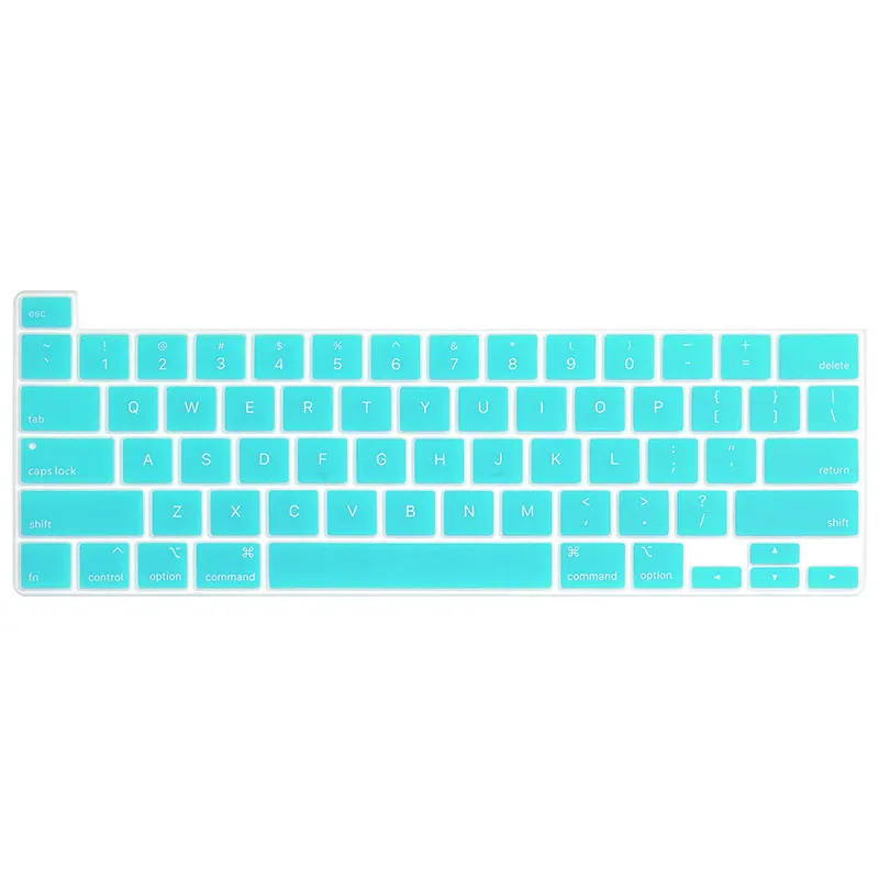 Aqual Blue HRH цветная силиконовая английская клавиатура, кожный чехол для MacBook New Pro 16 дюймов с сенсорной панелью и сенсорным ID A2141 - Цвет: Aqual Blue