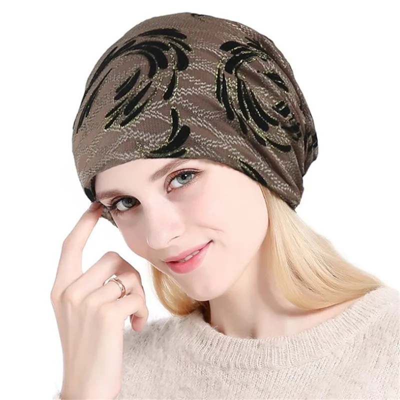 Зимние шапки CUHAKCI Skullies для женщин, женская шапка высокого качества, новинка, хлопковые весенние женские мягкие Шапочка-бини с цветочным узором