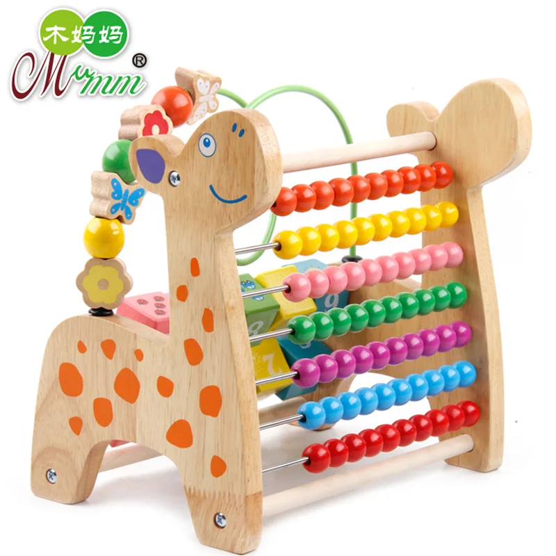 

Wooden Toy Multi-functional Solid Color Deer around the Bead Calculation Frame Children's Educational Beaded Bracelet Early Educ