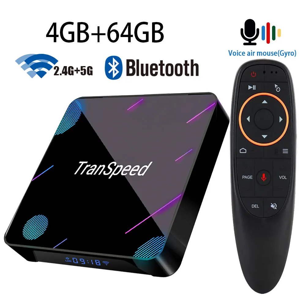 64G with Airmouse Transpeed X3 Plus Android 9,0 Amlogic S905X3 Google голосовой помощник 2G 4G 64G 128G 1000M Wifi tv BOX Youtube Netflix 8K HDR - Цвет: 64G with Airmouse