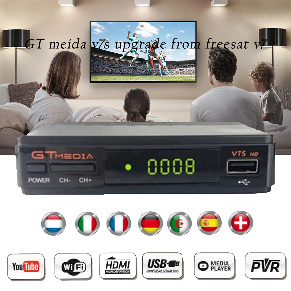 

Freesat V7 HD CCcam Satellite Receiver +1 Year Europe Spain CCam 7 Cline Server+1 USB WIFI DVB-S2 Receptor Satellite HD Receiver